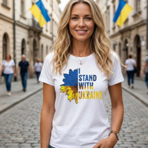 Ich stehe hinter der Ukraine & Sonnenblumensymbol  T-Shirt