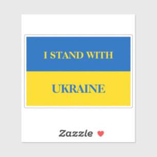 Ich stehe hinter der Ukraine. Ukrainische Flagge.  Aufkleber