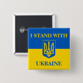 Ich stehe hinter der Ukraine. Ukrainische Flagge & Button (Vorne & Hinten)