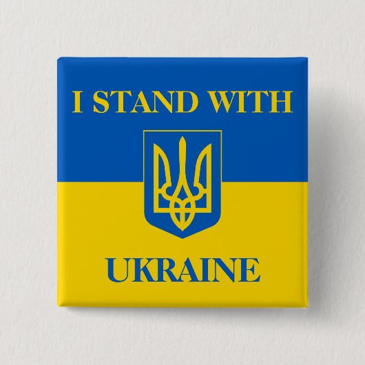 Ich stehe hinter der Ukraine. Ukrainische Flagge & Button (Vorderseite)