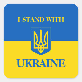 Ich stehe hinter der Ukraine. Ukrainische Flagge & Quadratischer Aufkleber