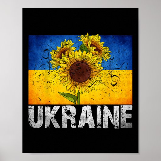 Ich stehe hinter der Ukraine Unterstütze Sonnenblu Poster (Vorne)