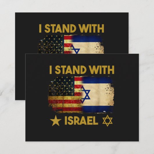 Ich stehe hinter Israel Amerika Flagge Einladung (Vorne/Hinten)
