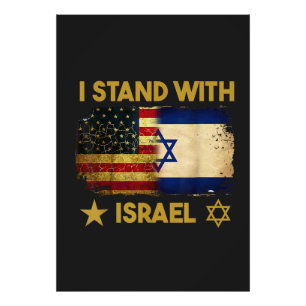 Ich stehe hinter Israel Amerika Flagge Fotodruck