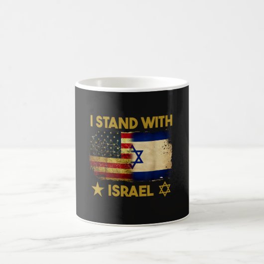 Ich stehe hinter Israel Amerika-Flagge Kaffeetasse (Mittel)