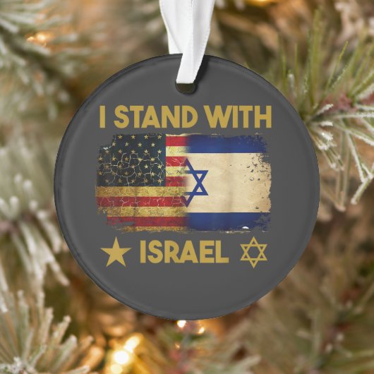 Ich stehe hinter Israel Amerika-Flagge Ornament (Baum)