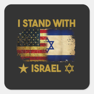 Ich stehe hinter Israel Amerika-Flagge Quadratischer Aufkleber
