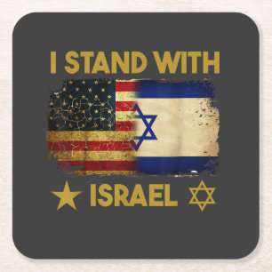 Ich stehe hinter Israel Amerika-Flagge Rechteckiger Pappuntersetzer