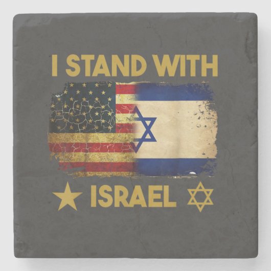 Ich stehe hinter Israel Amerika-Flagge Steinuntersetzer (Vorderseite)