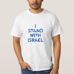 Ich stehe hinter Israel, blaue, abgenutzte Typogra T-Shirt