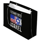 Ich stehe hinter Israel Große Geschenktüte (Vorderseite Schrägansicht)