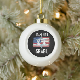 Ich stehe hinter Israel Keramik Kugel-Ornament