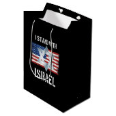 ich stehe hinter Israel Mittlere Geschenktüte (Vorderseite Schrägansicht)