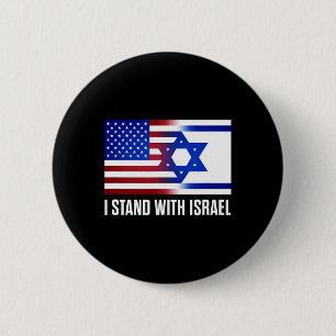 Ich stehe hinter Israel Patrioten T-Shirt USA und Button