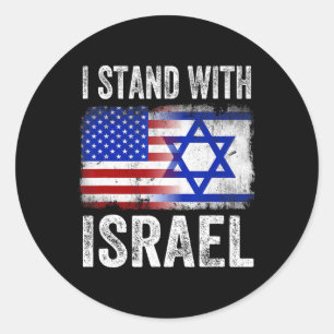 Ich stehe hinter Israel Patrioten T-Shirt USA und  Runder Aufkleber