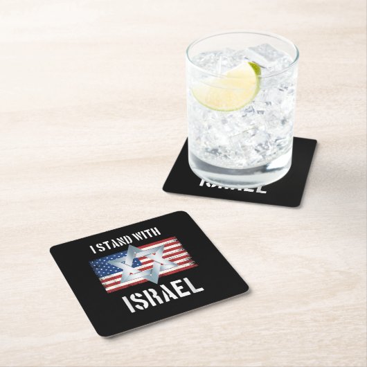 ich stehe hinter Israel Rechteckiger Pappuntersetzer (Vor Ort)