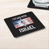 ich stehe hinter Israel Rechteckiger Pappuntersetzer (angewinkelt)