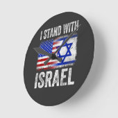 Ich stehe hinter Israel Runde Wanduhr (Winkel)
