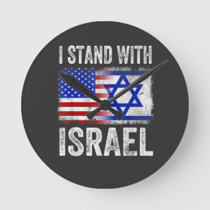 Ich stehe hinter Israel Runde Wanduhr