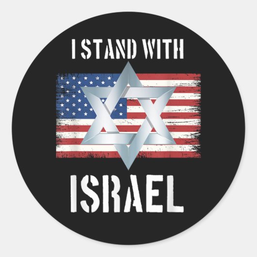 ich stehe hinter Israel Runder Aufkleber (Vorderseite)