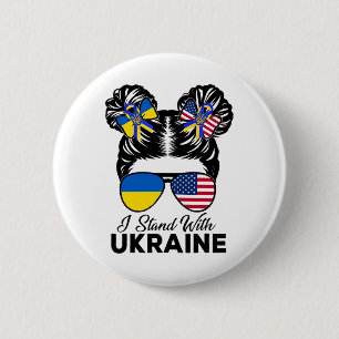 Ich stehe hinter Ukraine Amerikanisch Usa Unordent Button