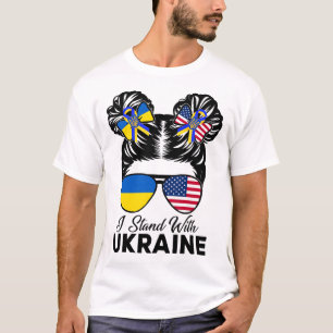Ich stehe hinter Ukraine Amerikanisch Usa Unordent T-Shirt