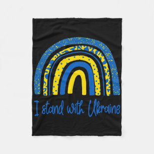 Ich stehe hinter Ukraine Boho Regenbogen - helle F Fleecedecke