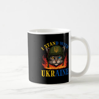 Ich stehe hinter Ukraine Katze Soldat Ukrainische Kaffeetasse