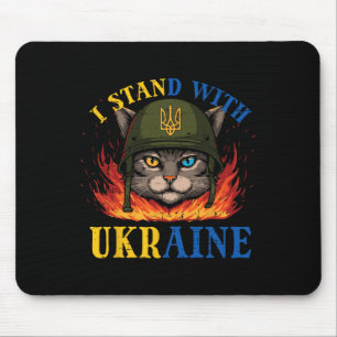 Ich stehe hinter Ukraine Katze Soldat Ukrainische Mousepad