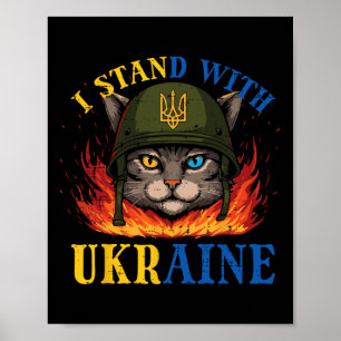 Ich stehe hinter Ukraine Katze Soldat Ukrainische Poster