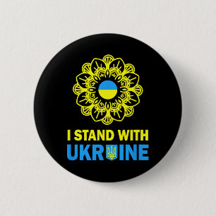 Ich stehe hinter Ukraine Unterstütze Ukraine Sonne Button