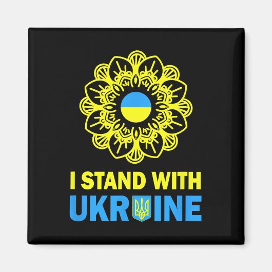 Ich stehe hinter Ukraine Unterstütze Ukraine Sonne Magnet (Vorne)