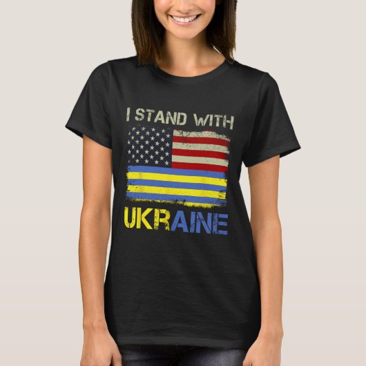 Ich stehe hinter Ukraine Unterstützt Ukraine T-Shirt (Vorderseite)