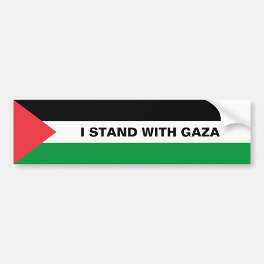 Ich stehe mit dem Gaza-Zoll-Text Palästina-Flagge Autoaufkleber (Vorne)