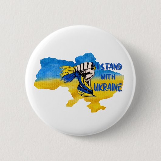 Ich stehe mit dem Slogan der Ukraine Button (Vorderseite)