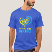 Ich stehe mit dem ukrainischen Friedensherz Ukrain T-Shirt (Vorderseite)
