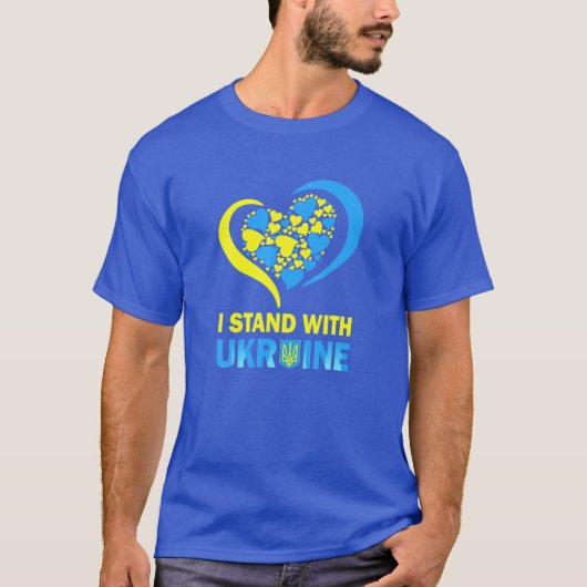 Ich stehe mit dem ukrainischen Friedensherz Ukrain T-Shirt (Vorderseite)