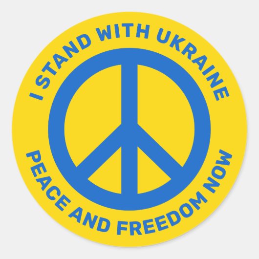 Ich stehe mit dem ukrainischen Friedenssymbol nein Runder Aufkleber (Vorderseite)