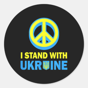 Ich stehe mit dem ukrainischen Shirt, ukrainische  Runder Aufkleber