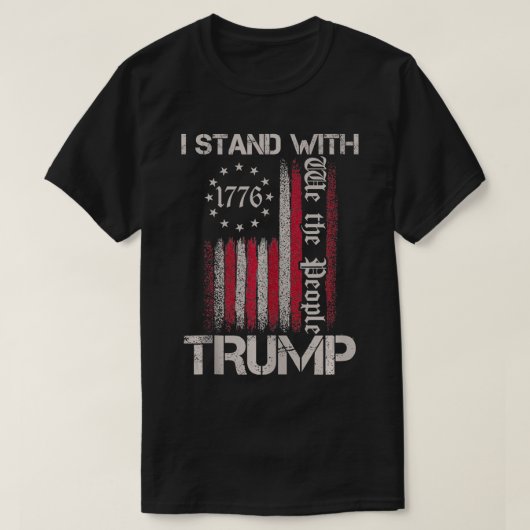 Ich stehe mit der amerikanischen Flagge Männer Fra T-Shirt (Design vorne)