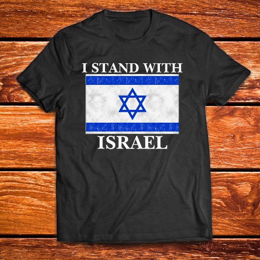 Ich stehe mit der blauen Flagge Israels T-Shirt