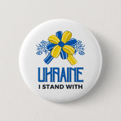Ich stehe mit der Fahne der Ukraine - Unterstützun Button (Vorderseite)