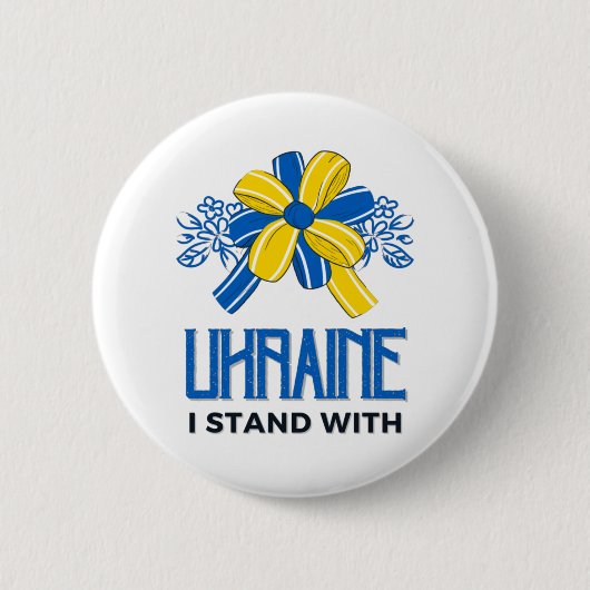 Ich stehe mit der Fahne der Ukraine - Unterstützun Button (Vorderseite)
