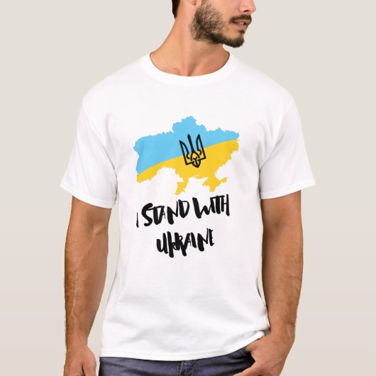 Ich stehe mit der Fahne der Ukraine - Unterstützun T-Shirt (Vorderseite)