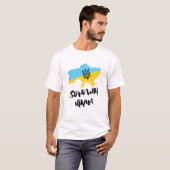 Ich stehe mit der Fahne der Ukraine - Unterstützun T-Shirt (Vorne ganz)