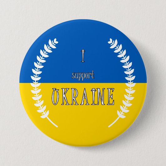 Ich stehe mit der Ukraine!!! 7,5 cm Abzeichen Button (Vorderseite)