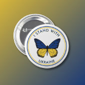 Ich stehe mit der Ukraine auf, die Schmetterlingsd Button