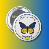 Ich stehe mit der Ukraine auf, die Schmetterlingsd Button