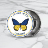 Ich stehe mit der Ukraine auf, die Schmetterlingsd Button
