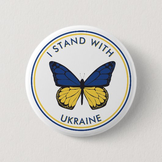 Ich stehe mit der Ukraine auf, die Schmetterlingsd Button (Vorderseite)